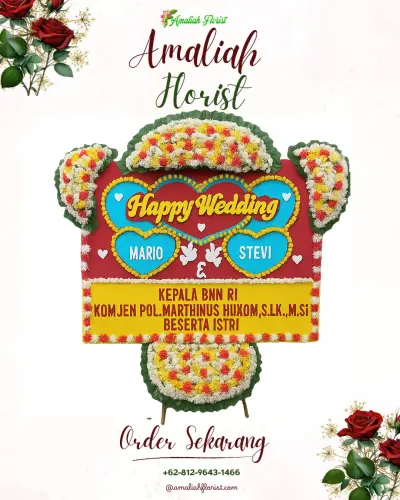 Karangan Papan Bunga Pernikahan di Tanamodindi